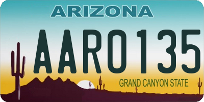 AZ license plate AAR0135