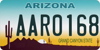 AZ license plate AAR0168
