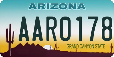AZ license plate AAR0178