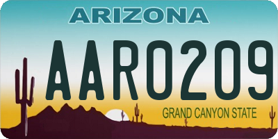 AZ license plate AAR0209