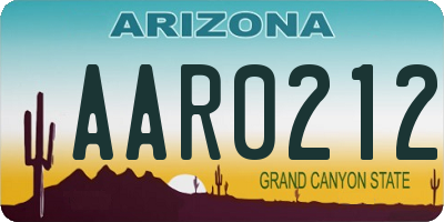 AZ license plate AAR0212