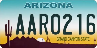 AZ license plate AAR0216