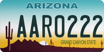 AZ license plate AAR0222