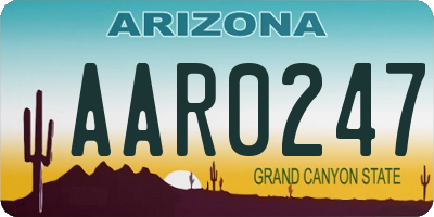 AZ license plate AAR0247