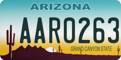 AZ license plate AAR0263