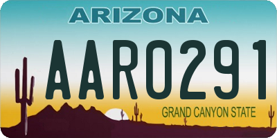 AZ license plate AAR0291