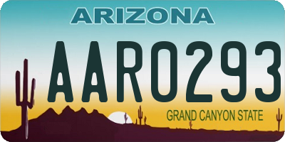 AZ license plate AAR0293