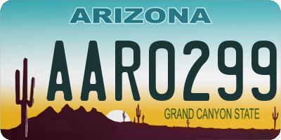 AZ license plate AAR0299