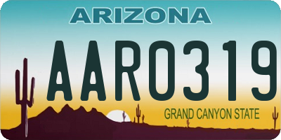 AZ license plate AAR0319