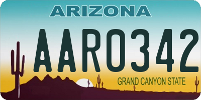 AZ license plate AAR0342
