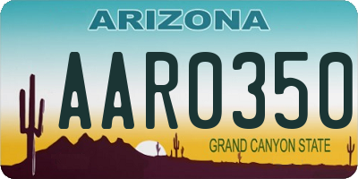 AZ license plate AAR0350