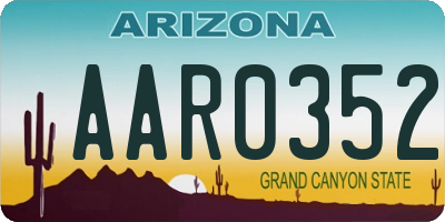 AZ license plate AAR0352