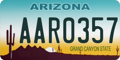 AZ license plate AAR0357