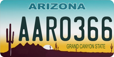 AZ license plate AAR0366