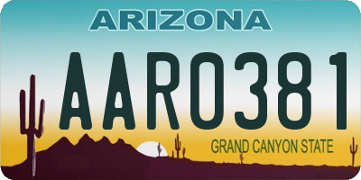 AZ license plate AAR0381