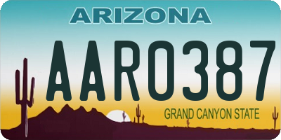 AZ license plate AAR0387