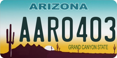 AZ license plate AAR0403