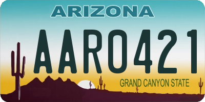 AZ license plate AAR0421