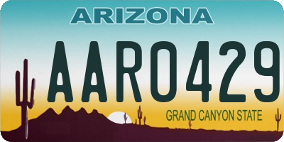 AZ license plate AAR0429