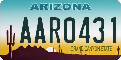 AZ license plate AAR0431