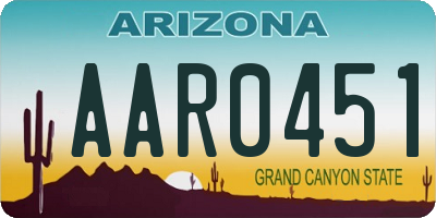 AZ license plate AAR0451