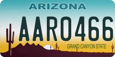 AZ license plate AAR0466