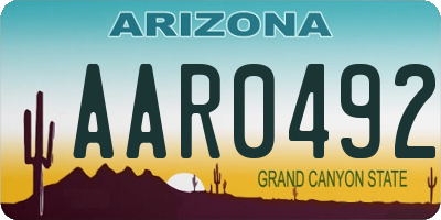 AZ license plate AAR0492