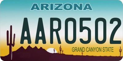 AZ license plate AAR0502
