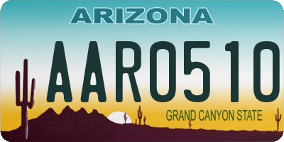 AZ license plate AAR0510