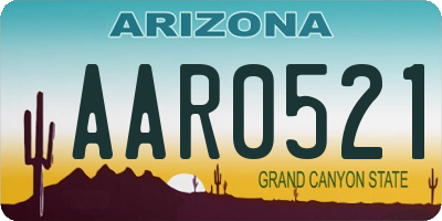 AZ license plate AAR0521