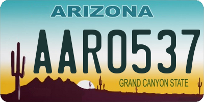 AZ license plate AAR0537