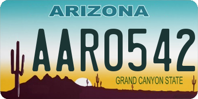 AZ license plate AAR0542
