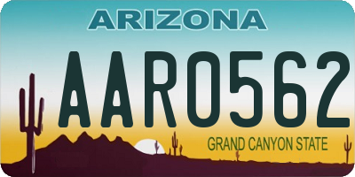 AZ license plate AAR0562