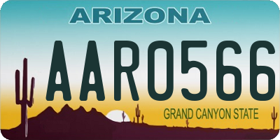 AZ license plate AAR0566