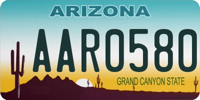 AZ license plate AAR0580