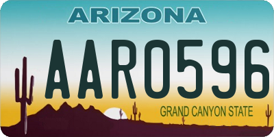 AZ license plate AAR0596