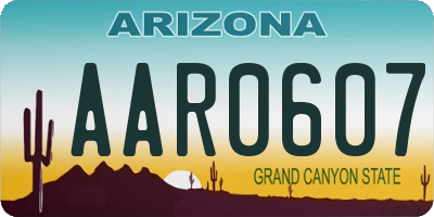AZ license plate AAR0607