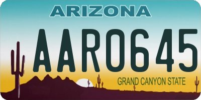 AZ license plate AAR0645