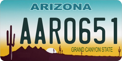 AZ license plate AAR0651