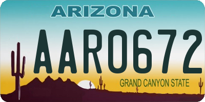 AZ license plate AAR0672