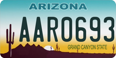 AZ license plate AAR0693