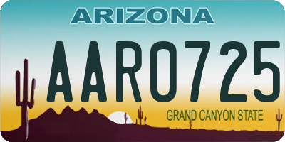 AZ license plate AAR0725