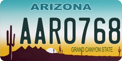 AZ license plate AAR0768