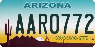 AZ license plate AAR0772