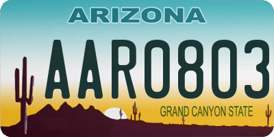 AZ license plate AAR0803