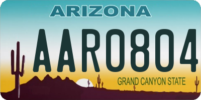 AZ license plate AAR0804