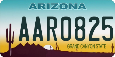 AZ license plate AAR0825