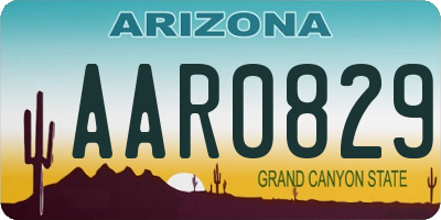 AZ license plate AAR0829