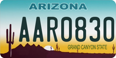 AZ license plate AAR0830
