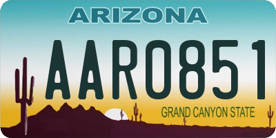 AZ license plate AAR0851